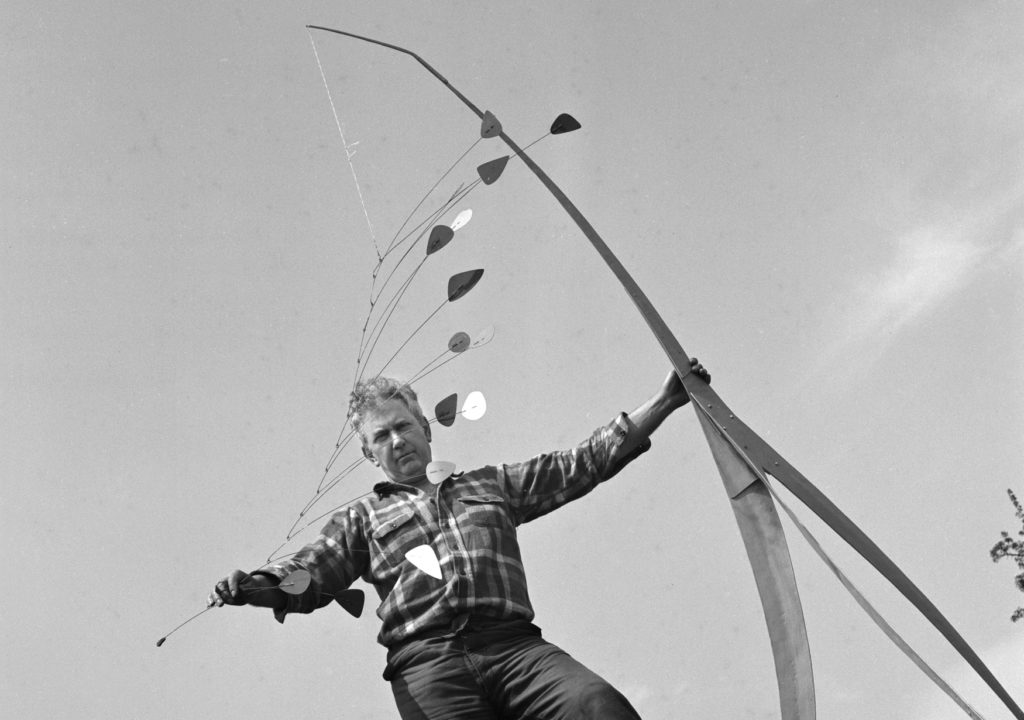 Alexander Calder with Giraffe, 1973.